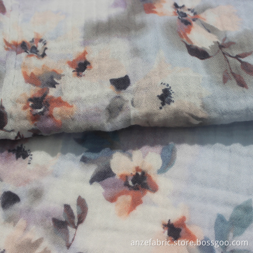50s cotton double gauze fabric printed for dress